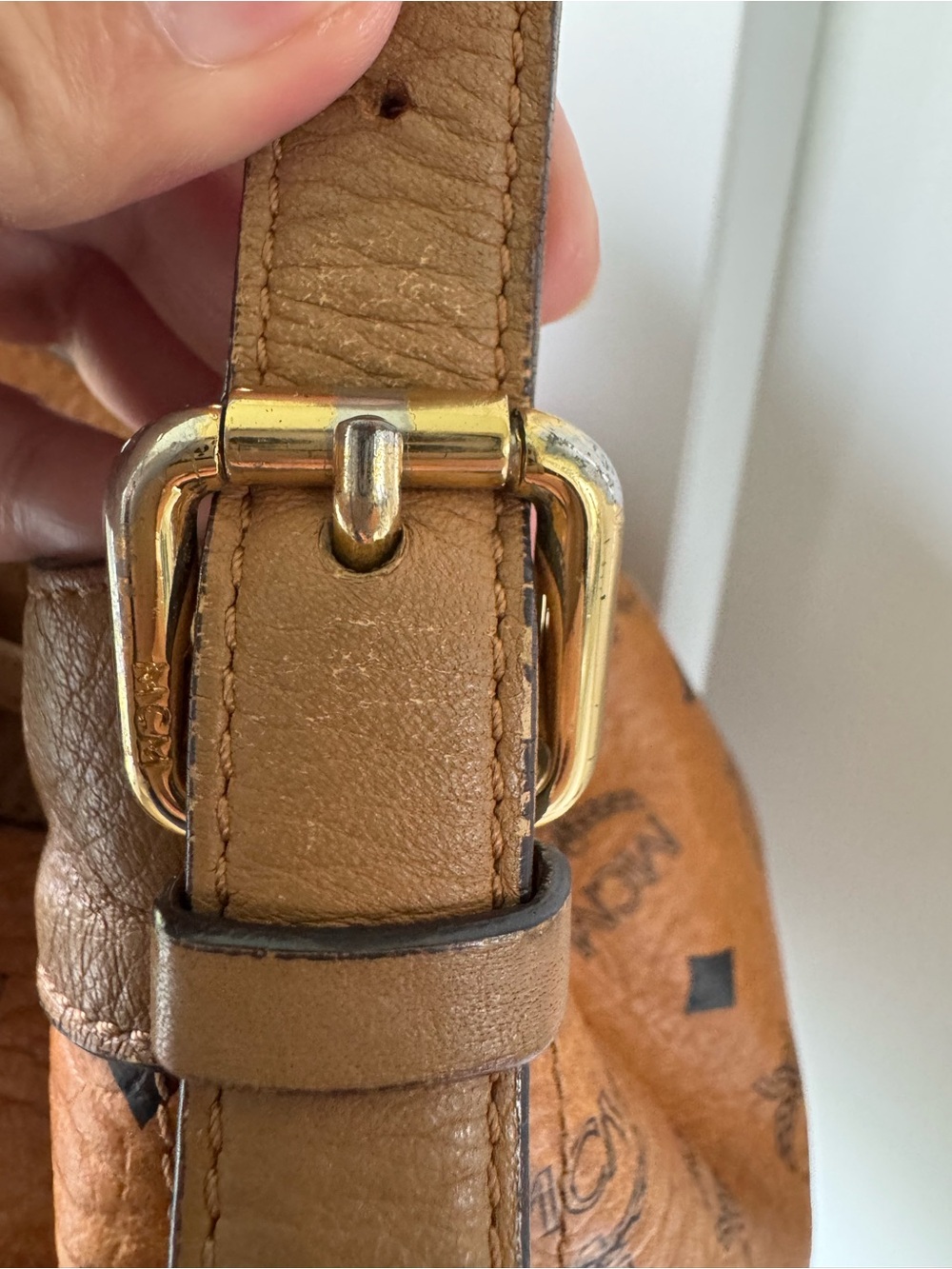 MCM Cognac Visetos Logo Drawstring Shoulder Bag - Picture 2 of 16